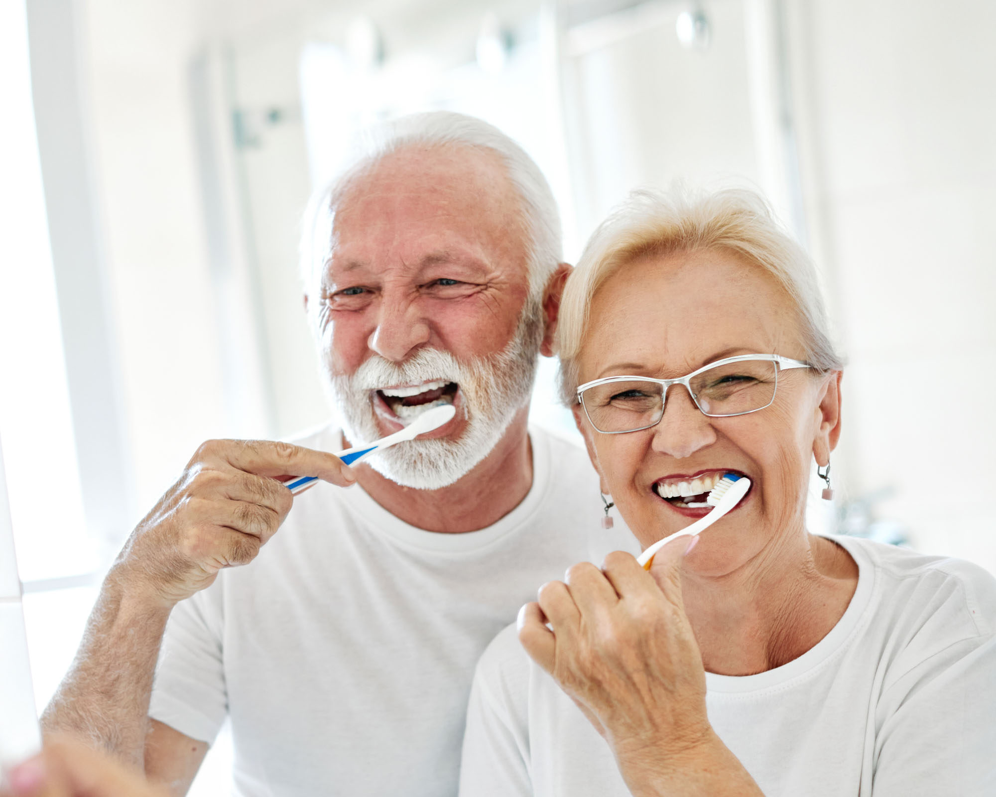 woman tooth bathroom toothbrush hygiene senior morning routine b